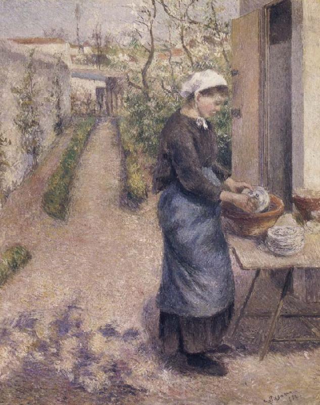 Camille Pissarro Woman washing dishes Spain oil painting art